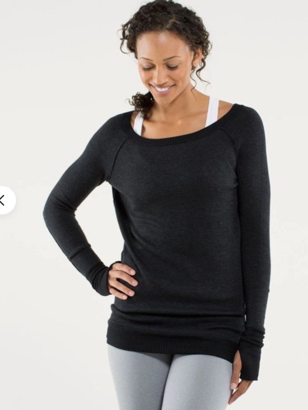Lululemon - Chai Time II Reversible Long Line Pullover, Black + Grey, Large